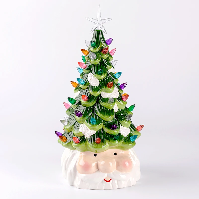Персонализированный фонарь, настольное украшение, светодиодная керамическая Рождественская елка, осветительное украшение, индивидуальный красочный декор для елки