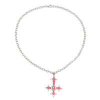 Collier croix en alliage de zinc, émail rouge, géométrique, multi-niveaux, style gothique punk, bijoux de fête pour femmes