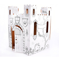 Märchen Schloss Kinder Kunst Handwerk Indoor Outdoor Spaß Farbe Draw Doodle Dekorieren Personalisieren Sie eine Pappe Fort Alter 3 Weiß