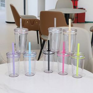 Custom logo 450ml Boba <b>Reusable</b> Clear Plastic Coffee <b>Mug</b> Milk Tea Fruit Juice Transparent Plastic Tumbler Cup with Straw - Product Image 2