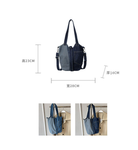 Wallet and handbag, Korean <b>canvas</b> denim handbag, women's casual handbag, water bucket, women's shopping <b>bag</b> - Product Image 6