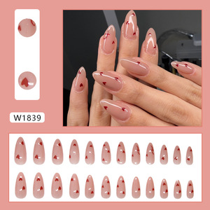 Nuevas <span class=keywords><strong>Uñas</strong></span> <span class=keywords><strong>Postizas</strong></span> Francesas Rojas <span class=keywords><strong>con</strong></span> Pequeños Corazones, Dulces, Modernas, Brillantes, <span class=keywords><strong>con</strong></span> Cobertura Total, 24 Piezas, ABS para Dedos - Product Image 5