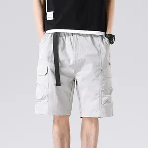 In Stock White Cargo Short For Men 100% Polyester Loose Fashionable Sports Pants