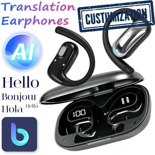 YYK-Q65 AI Translator Earbuds Open Ear Wireless Earphones with Real-Time Translation, Meeting Recording for Business Travel OEM