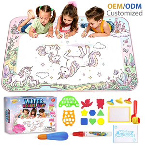 Tapis <span class=keywords><strong>de</strong></span> <span class=keywords><strong>dessin</strong></span> à l'eau Château Licorne, motif floral et papillon, toile <span class=keywords><strong>de</strong></span> <span class=keywords><strong>dessin</strong></span> magique à l'eau avec stylos à eau et tampons pour enfants <span class=keywords><strong>de</strong></span> 3 ans et plus - Product Image 1