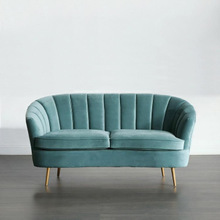 Chaise de <span class=keywords><strong>canapé</strong></span> de luxe en forme de coquille de fleur en laiton doré tapisserie d'ameublement en métal tissu de velours <span class=keywords><strong>2</strong></span> <span class=keywords><strong>places</strong></span> meubles de salon chaise moderne - Product Image 3