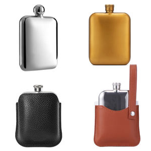 Petaca de Acero Inoxidable de 6oz/8oz con Logotipo Personalizado, Petaca con Cuero y Tapa con Embudo - Product Image 6