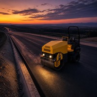 Compacteur à tambour vibrant autoporté ROADWAY RWYL82 de 3 tonnes avec moteur diesel Yanmar, pneus en caoutchouc et tambour de 700 mm pour pompe hydraulique