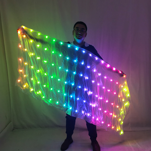 Veli <span class=keywords><strong>LED</strong></span> Luminosi in Seta per Danza del Ventre, Accessori per Spettacoli con Veli Rettangolari Multicolore - Product Image 2