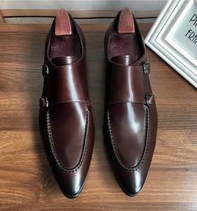 Nuevas botas de tobillo con hebilla a la moda de Monk. Zapatos de vestir formales de negocios con punta en pico, de cuero vacuno, para hombre. - Product Image 6