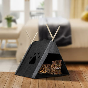 Fabricant en gros, nouvelle tente pliable pour animaux de compagnie en RPET, niche pour chat, yourte, maison pour chien, rembourrage en polyester amovible et lavable - Product Image 2