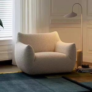 Yumu कस्टम Nordic क्रीम मेमने वेवेट सिंगल सोफा आधुनिक फ्रेंच डिजाइनर रेट्रो टोरो को स्पंज भरने के साथ रहने वाले कमरे के लिए - Product Image 2