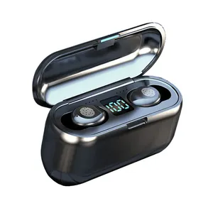TWS F9 earphone Bluetooth nirkabel tahan air, earbud kontrol sentuh 2000mAh dengan tampilan LED