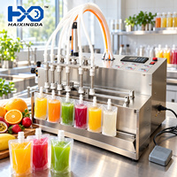 Machine de remplissage de boissons de bureau pour jus de fruits en sachets préformés avec six buses, corps en acier inoxydable, conception de table