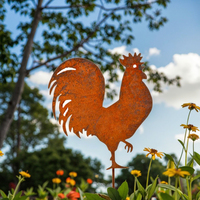 Décoration de jardin ornementale en métal rouillé en forme de coq, de chien, de ballon de football ou de marchepied, personnalisable, modèle 2026, best-seller