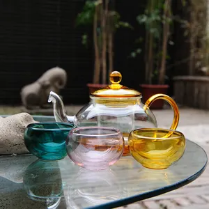 定制新款中式硼硅酸盐玻璃茶壶套装茶壶过滤浸泡过滤器玉器玻璃茶壶套装