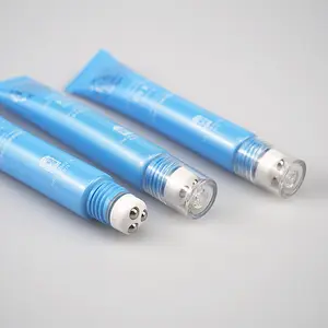20ml plastic soft eye cream cosmetic tube with metal roll on tips
