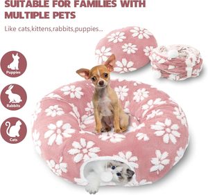 กรงสัตว์เลี้ยงทรงวงกลมทนทานและหรูหราดีไซน์ดอกไม้สีชมพูสำหรับสุนัขแมวพับเก็บได้ - Product Image 5