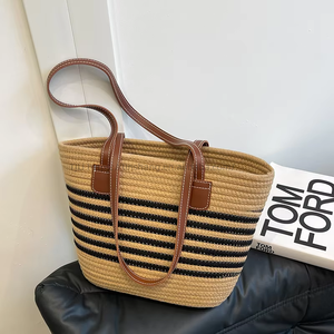 Wholesale New Style Woven Straw Shoulder <b>Bags</b> Women Handbags <b>Large</b> Capacity Women's <b>Beach</b> Tote <b>Bags</b> - Product Image 3