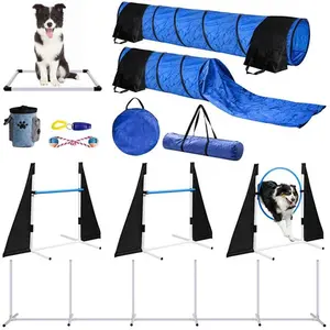 Túnel de entrenamiento de agilidad para perros, kits de agilidad para mascotas, equipo de agilidad para perros, carrera de obstáculos para perros de 28 piezas para entrenamiento