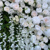 Mur de fleurs artificielles 3D en soie blanche de haute qualité, fait main, moderne et écologique, toile de fond en fausses roses pour mariage et fête