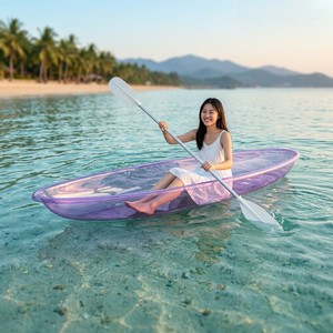 Kayak transparent WOLANG 3,36 m en PC violet pour <span class=keywords><strong>2</strong></span>-3 personnes, canoë coloré en cristal pour la pêche, vente en gros pour <span class=keywords><strong>les</strong></span> centres de villégiature - Product Image 1