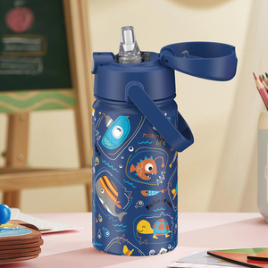 Kids Water Bottle Reusable <b>With</b> <b>Straw</b> Lid Insulated Stainless Steel 14oz Water Bottle - Product Image 4