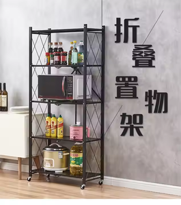 바퀴가 달린 5 층 이동식 금속 보관 선반 랙 접이식 와이어 선반 장치 - Product Image 1