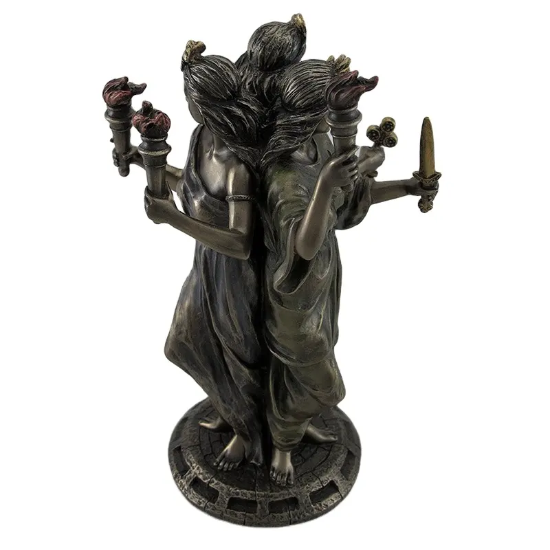 Di alta Qualità In Resina Statue di Bronzo Finitura Triple Forma Hecate Dea Greca Della Magia Statua Da Collezione Regalo Della Decorazione