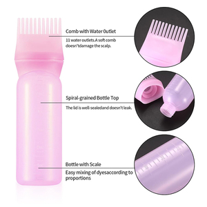 Botol plastik 6oz 180ml sisir pembersih kering rambut Salon dengan aplikator sikat untuk sampo Losion pemeras pewarna minyak - Product Image 3