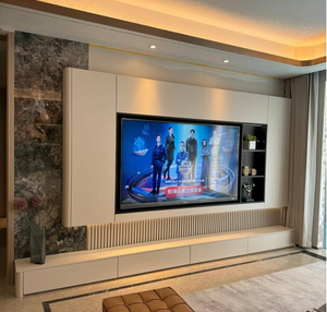 Sang trọng TV đứng và Bàn cà phê thiết lập đồ nội thất phòng khách bằng thép không gỉ bằng gỗ TV tủ đứng với Slate Top cho biệt thự nhà - Product Image 6