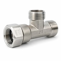 Raccord en T pivotant en acier inoxydable 304 haute pression classe 3000 BSPP BSPT, filetage mâle 1/2 pouce, forgé à froid, avec écrou pivotant pour tuyauterie