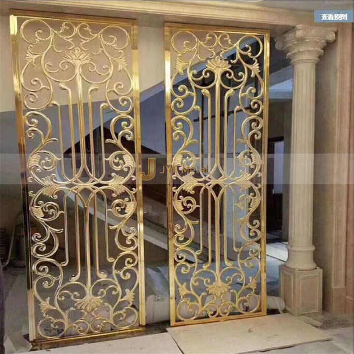 EX254 Modern Design Stainless Steel Screen Partition Fixed Room Divider for Wall Decor Salon Panel Gold Room Divider