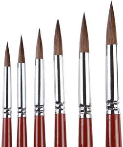 Kunstenaar Verf Borstels Top Kwaliteit Rode <span class=keywords><strong>Sable</strong></span> (Wezel Haar) Lange Handvat Ronde Kwast Set Voor Aquarel - Product Image 1