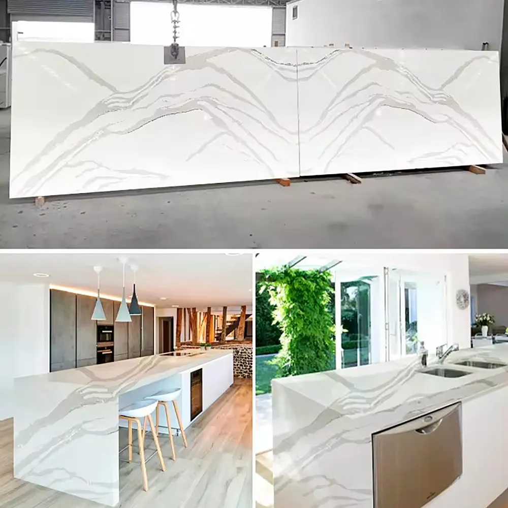 Custom White Quartz Vanity Top Karacata Stone Durable Elegant for Kitchen Countertop