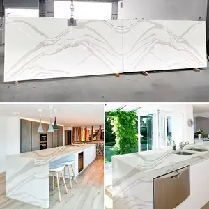 Custom White Quartz Vanity Top Karacata Stone Durable Elegant For Kitchen Countertop