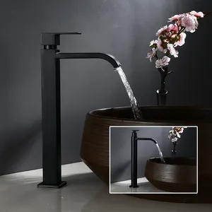 Siyah tek soğuk soğuk su musluk tek kolu tek delik banyo için lavabo musluklar