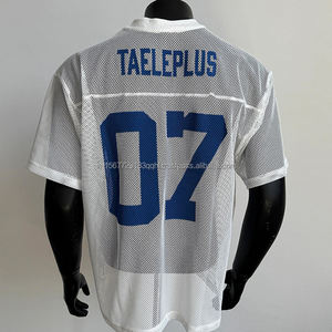 Camiseta Blanca de Malla con Estampado y Aberturas, Manga Corta, Estilo Jersey de Alta Gama para Hombre, Transpirable, de Secado Rápido, Estilo Hiphop, Sensación Fresca - Product Image 2