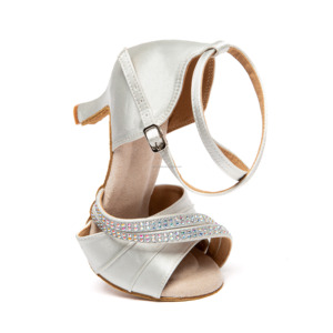 Chaussures <span class=keywords><strong>de</strong></span> <span class=keywords><strong>danse</strong></span> latine professionnelles LUOQIAO pour femmes, en daim blanc, conformes aux normes nationales, pour enseignantes, Cha-cha, Social L662, authentiques - Product Image 3