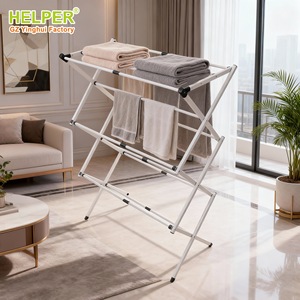 X Shape Metal Folding Clothes <b>Drying</b> <b>Rack</b> Floor Standing Telescopic Mobile Household Towel <b>Rack</b> Organizer PTSC-7013 - Product Image 2