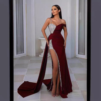 Robes de Soirée Épaules Dénudées Pailletées pour Femme à Faible MOQ, Fente Haute, Vert Bal et Soirée