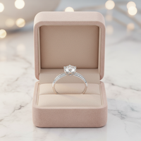 Bague de Fiançailles et de Mariage en Argent Sterling 925 Massif Plaqué Or 14K avec Moissanite VVS et Diamant de Laboratoire pour Femme – Vente en Gros, Idéal Cadeau