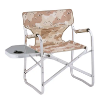 Chaise de réalisateur portable en aluminium robuste pour l'extérieur, pliable, avec table latérale