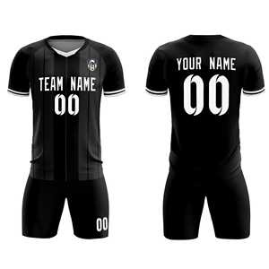 Maillots/ensembles de football personnalisés à rayures classiques noires - Product Image 2