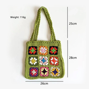 Produits les plus vendus 2024 Sacs à bandoulière pour femmes en tricot fait à la main Granny Square Crochet Bag - Product Image 5