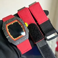 Dernière montre mécanique automatique à chaîne française blanche 6702, boîtier blanc, bracelet en nylon bleu, montre de loisirs et d'affaires pour homme