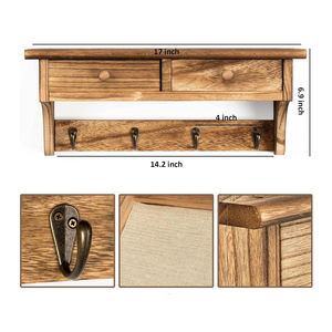 Porte-manteau mural en bois rustique de style campagnard avec crochets pour entrée, vestiaire, chambre, <span class=keywords><strong>cuisine</strong></span>, salle de bain - Product Image 3