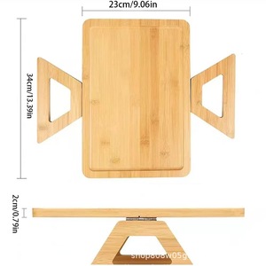 Bandeja de madera para reposabrazos, redonda, de madera maciza, para café y aperitivos, para sofá, uso doméstico, bandeja de almacenamiento ajustable - Product Image 3