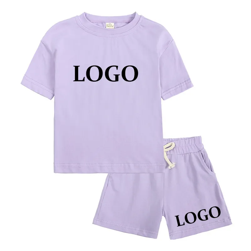 Groothandel 2022 Custom Meisjes Kleding Sets 100% Katoen 2 Stuk Kinderen 2 Stuk Kids Custom Logo Jongens Kleding Voor Kids dragen