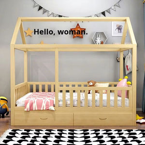 Cama Infantil de Madera Estilo Nórdico Moderno con Barandillas de Seguridad (Marca Meida, Tamaño Individual para Dormitorio/Sala de Juegos) - Product Image 3